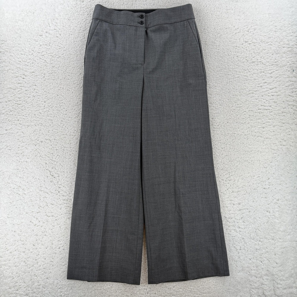 J.Crew Dress Pants Womens 12 Gray Wool Twill Wide Leg Lined Stretch Work Office